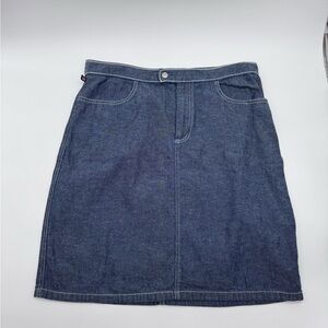 Vtg Polo Jean Co Ralph Lauren‎ Dark Blue Wash/White Stitching Pencil Skirt, 10